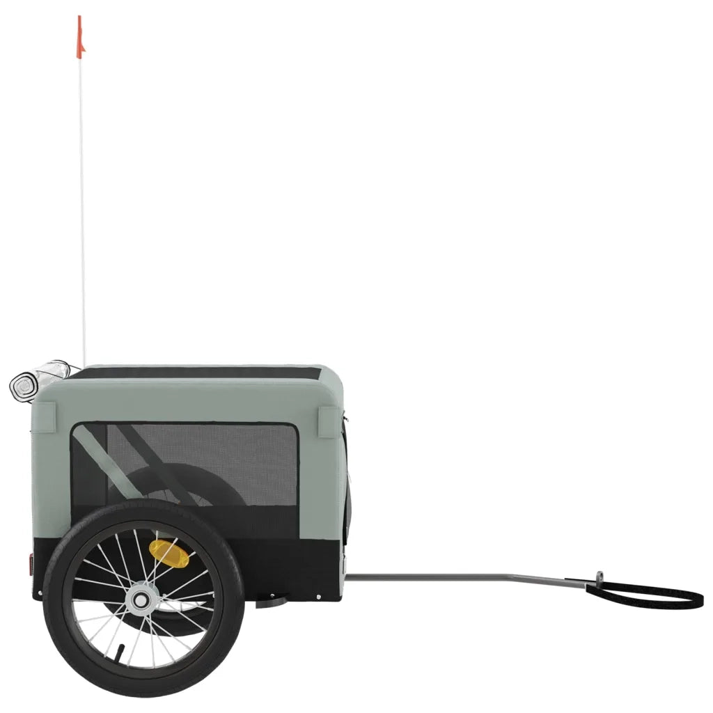 Rimorchio da Bici per Animali Grigio e Nero Oxford e Ferro 93916