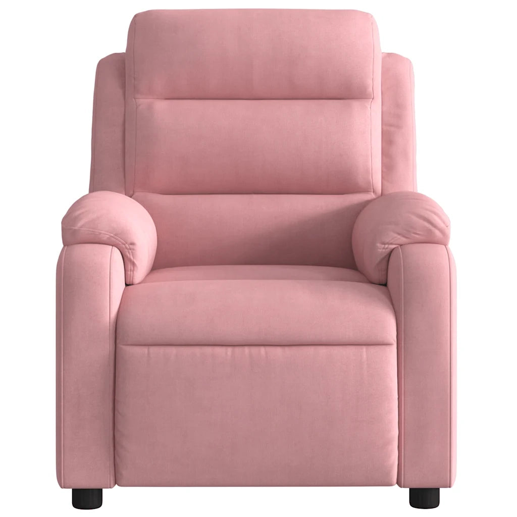 Poltrona Elettrica Reclinabile Massaggio in Velluto Rosa 3205074