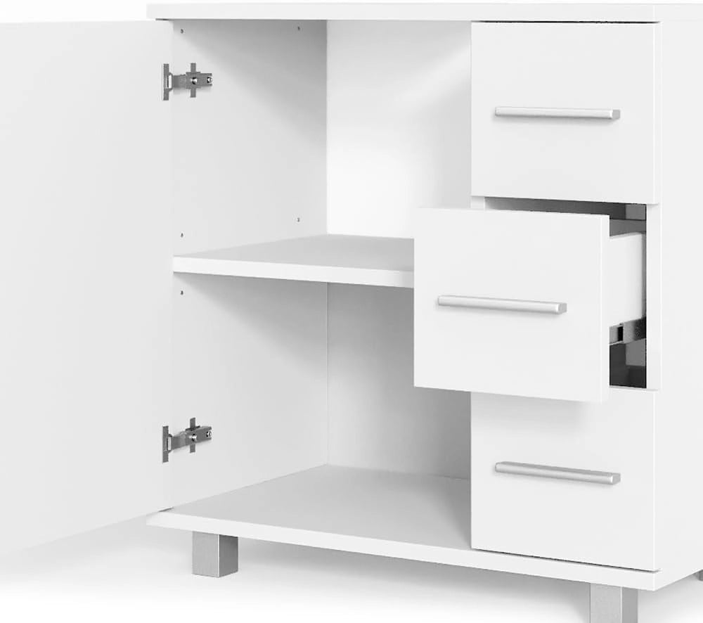 Mobile sottolavabo per bagno Ilias, Bianco, 60 x 60.8 cm, con intaglio per sifone per l'installazione su lavabo