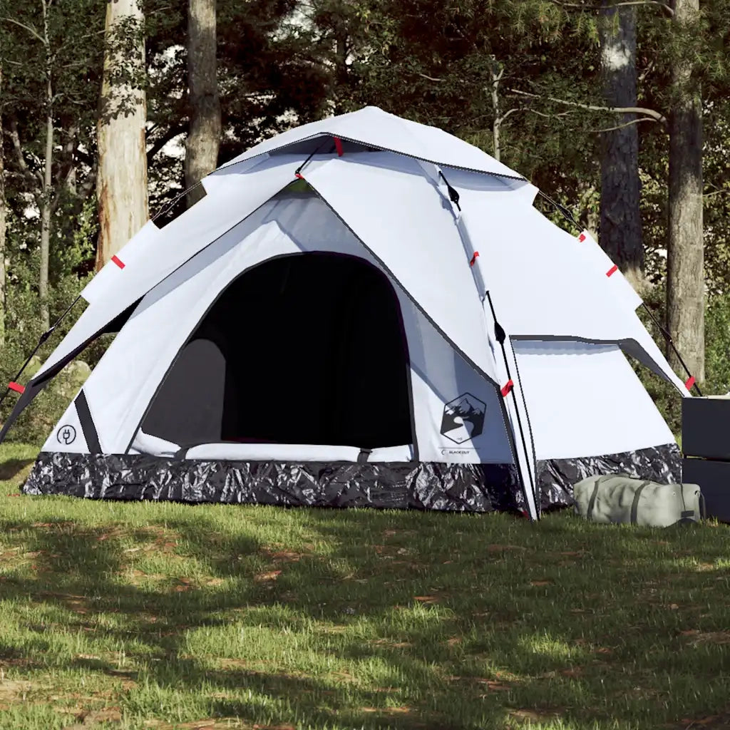 Tenda 5 Persone-Tenda da campeggio Bianca in Tessuto Oscurante a Rilascio Rapido