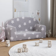 Divano Bambini 2 Posti-Sofa 2 Posti-Divanetto Grigio Chiaro con Stelle Morbido Peluche 569440