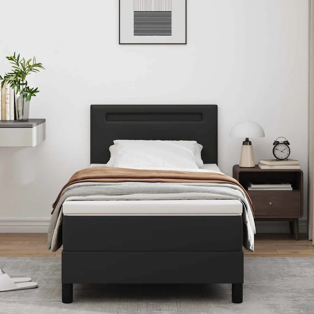 Letto a molle con materasso-Struttura Letto con Materasso Nero 90 x 190 cm Pelle sintetica