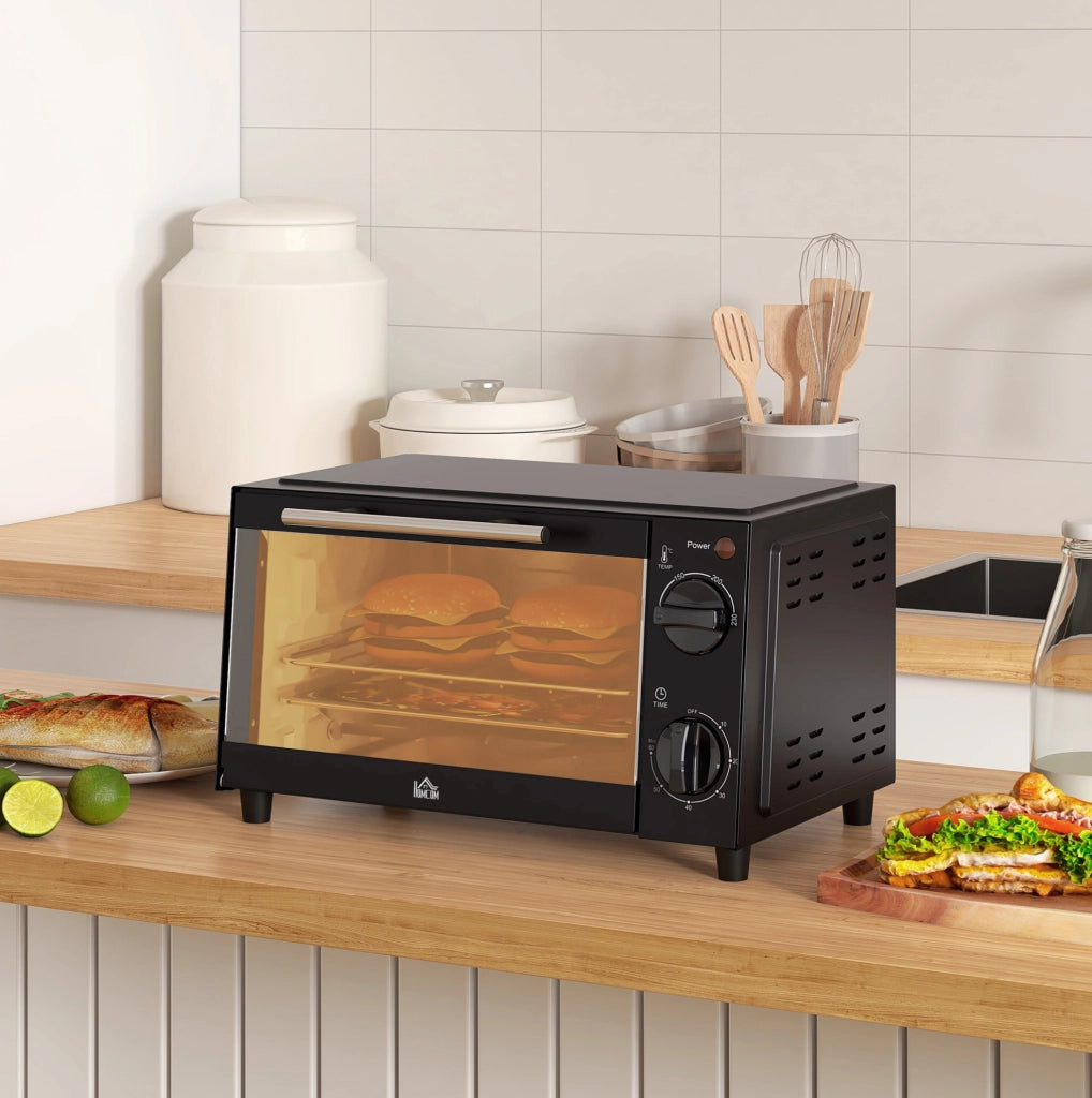 Forno elettrico compatto ULEVR con temperatura 100-230 ¡ãC, timer 60 min, griglia e teglia, nero
