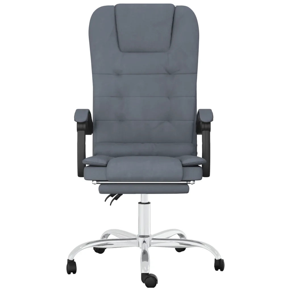 Sedia da Ufficio Massaggio Reclinabile Grigio Scuro in Velluto 349663