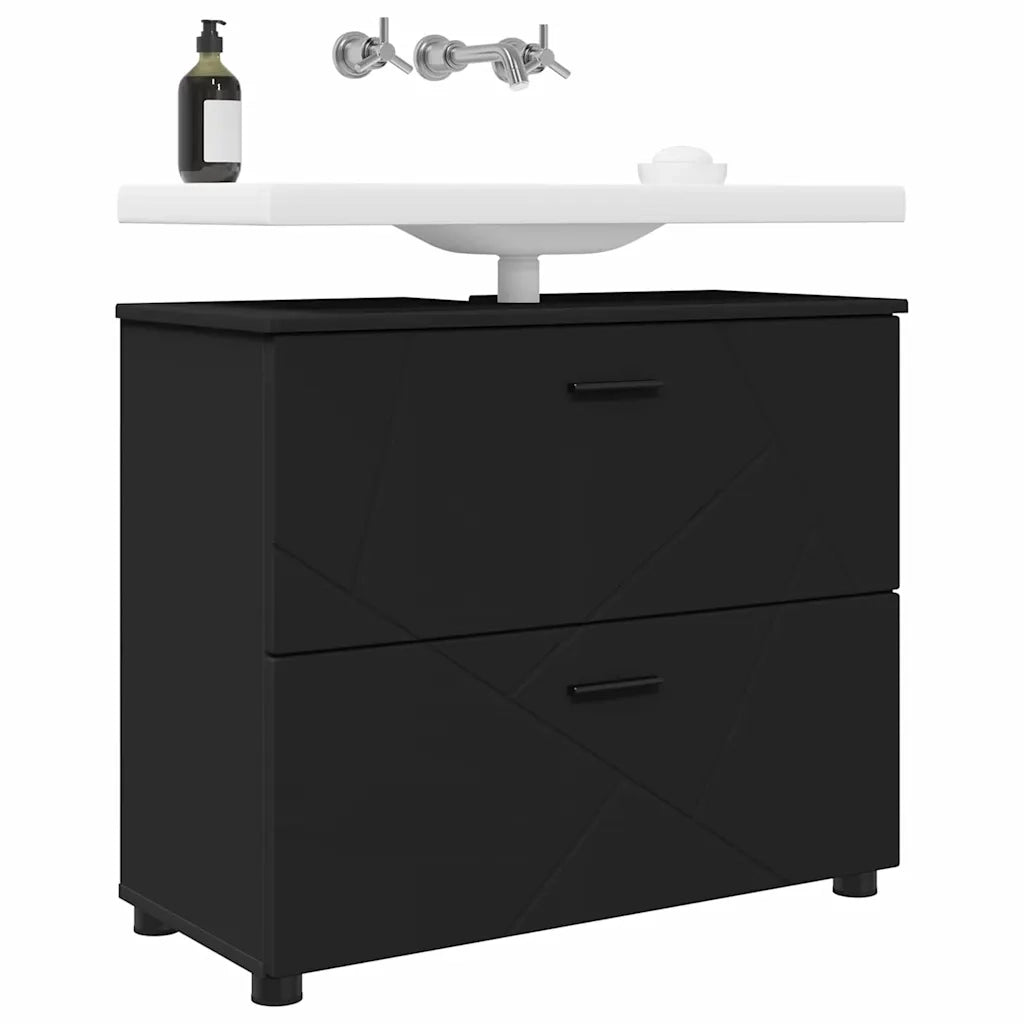 Mobile da Bagno con cassetto con porta Nero 76,5 x 35 x 64 cm 883295