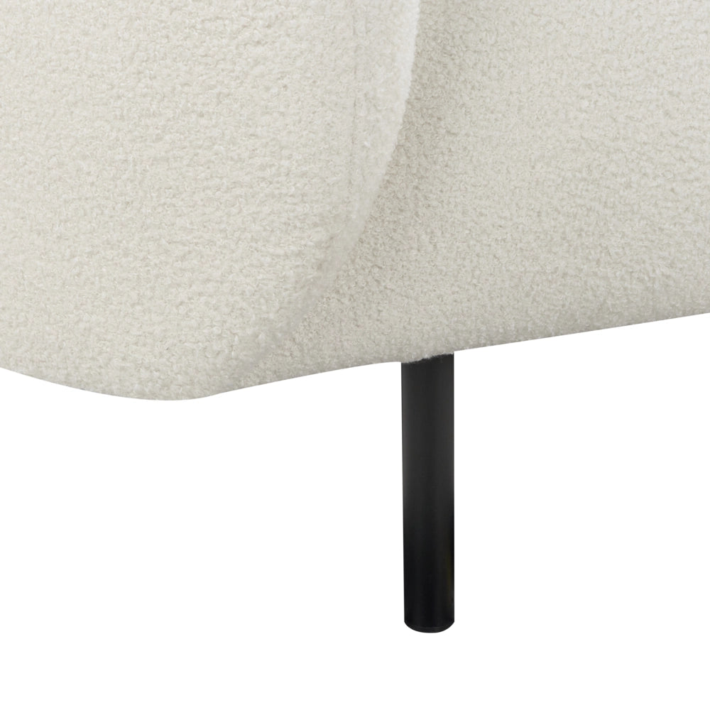Divano 2 posti in tessuto bouclè bianco e nero con gambe nere stile glamour retrò soggiorno