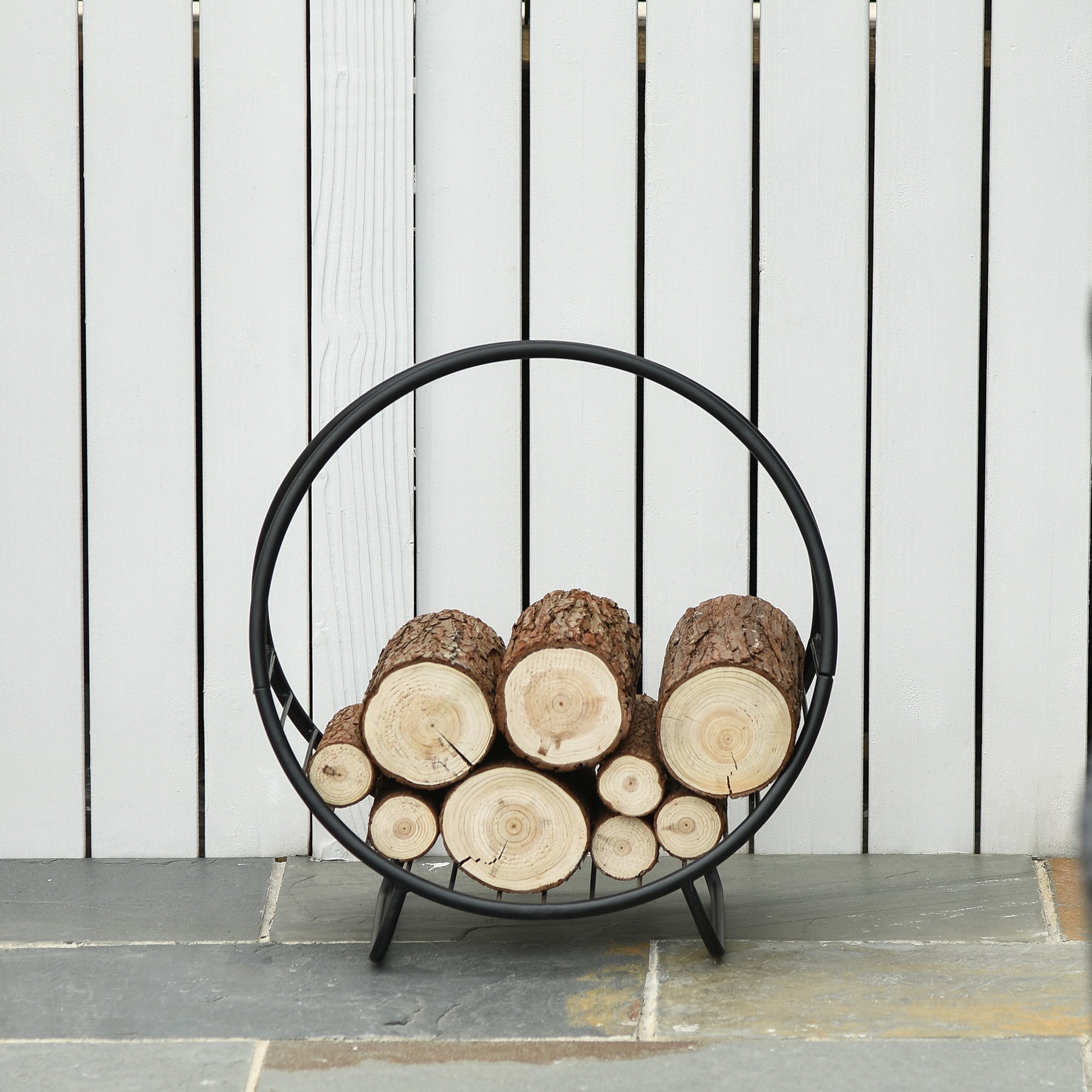 Portalegna per Camino 45x29,5x47 cm in Ferro Battuto  Nero