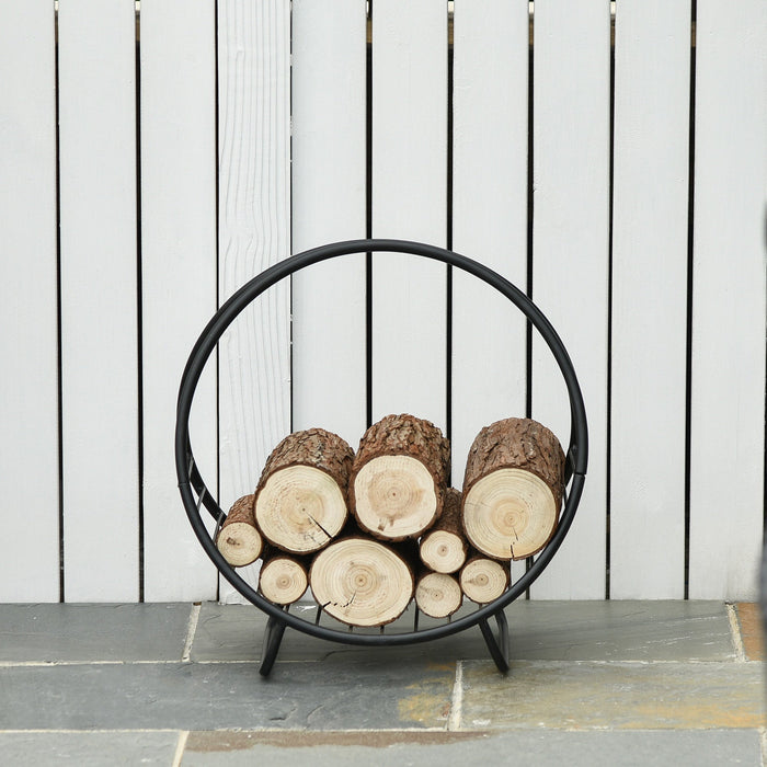 Portalegna per Camino 45x29,5x47 cm in Ferro Battuto  Nero