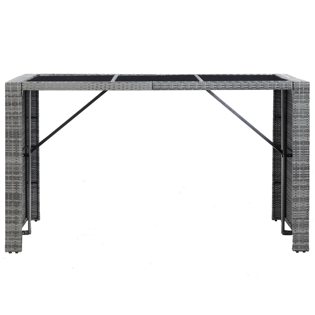 Set da Bar da Giardino 7 pz con Cuscini in Polyrattan Grigio 49561