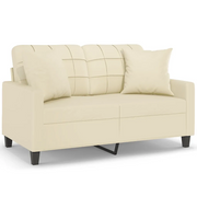 Divano | Divano da soggiorno | Sofa a 2 Posti con Cuscini Crema 120 cm in Similpelle