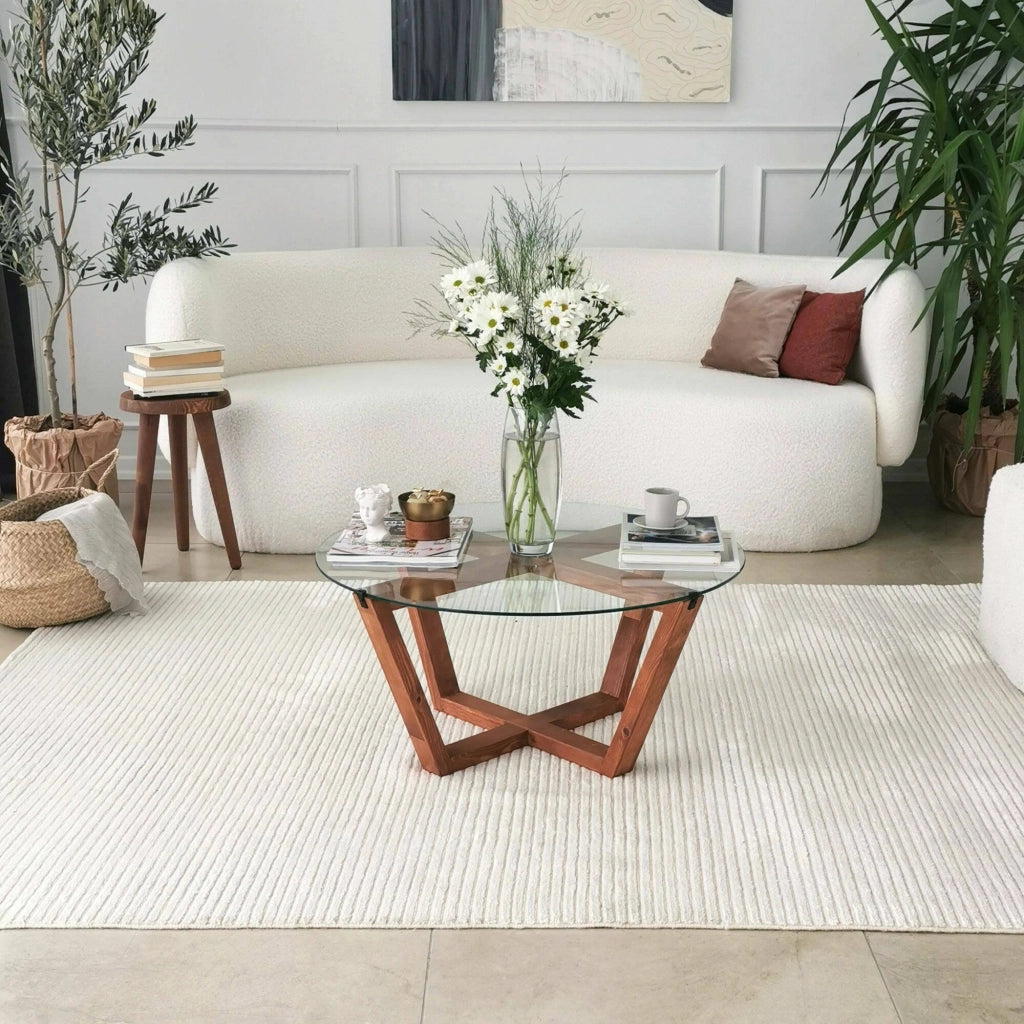 Agatha, Tavolino da Salotto Portariviste, 75x75x35h cm Marrone Noce