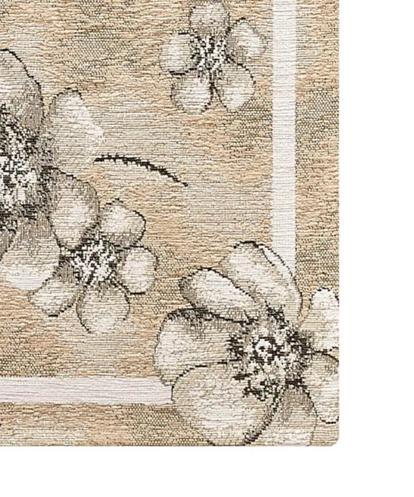 Tappeto moderno EMILY TORTORA BEIGE disegno floreale motivo fiorellini, passatoia cucina multiuso lavabile in lavatrice e anti-scivolo cm.55x240