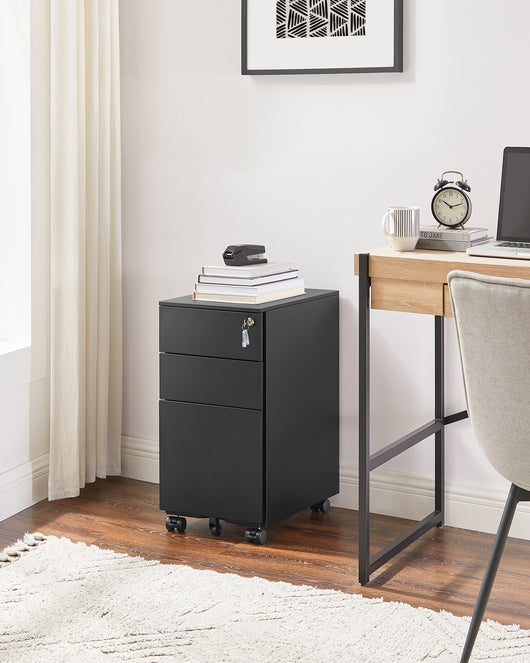 Armadietto portadocumenti VALORA - Organizer in acciaio nero con serratura OFC031B01