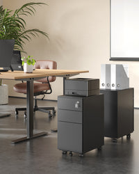 Armadietto portadocumenti VALORA - Organizer in acciaio nero con serratura OFC031B01