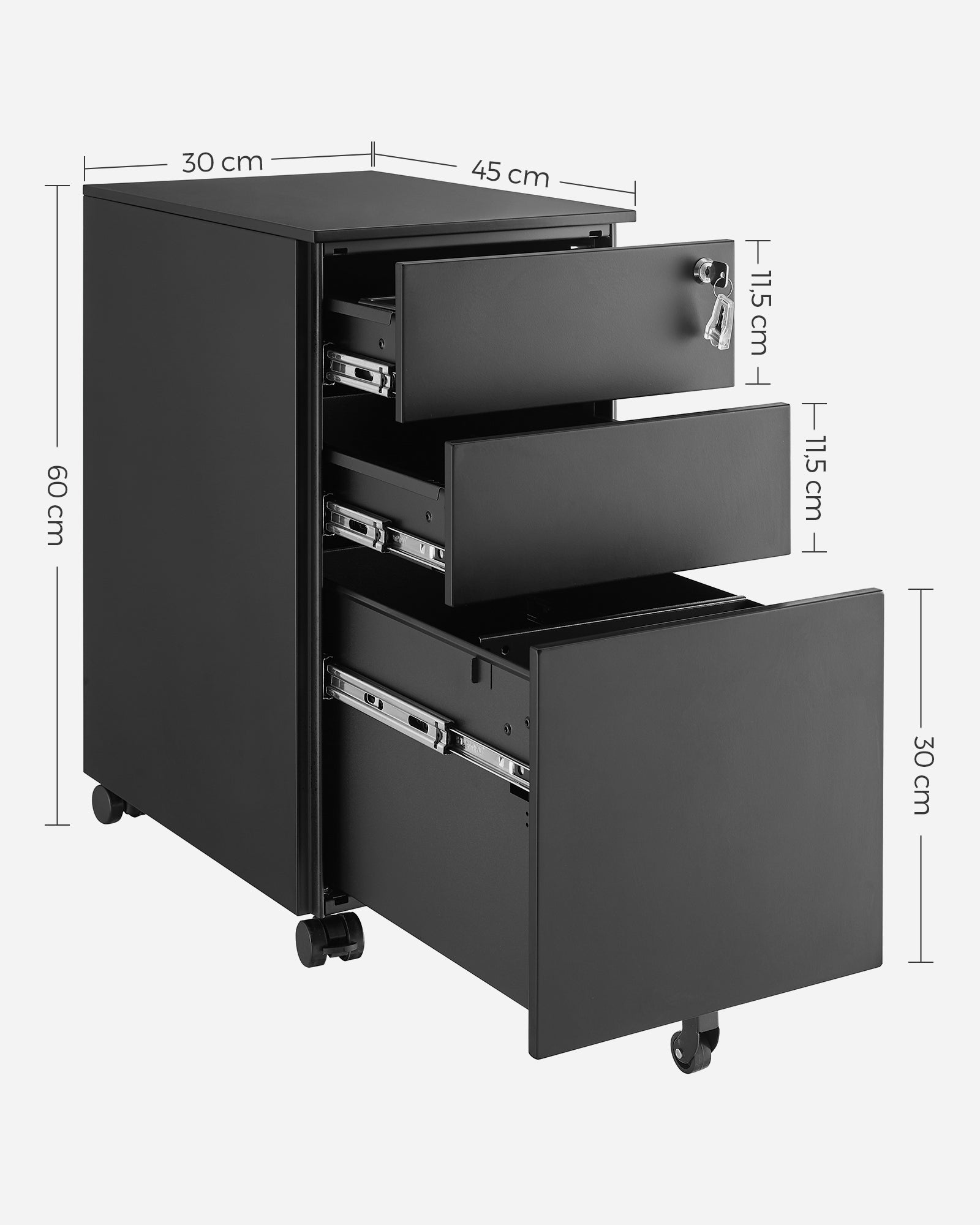 Armadietto portadocumenti VALORA - Organizer in acciaio nero con serratura OFC031B01