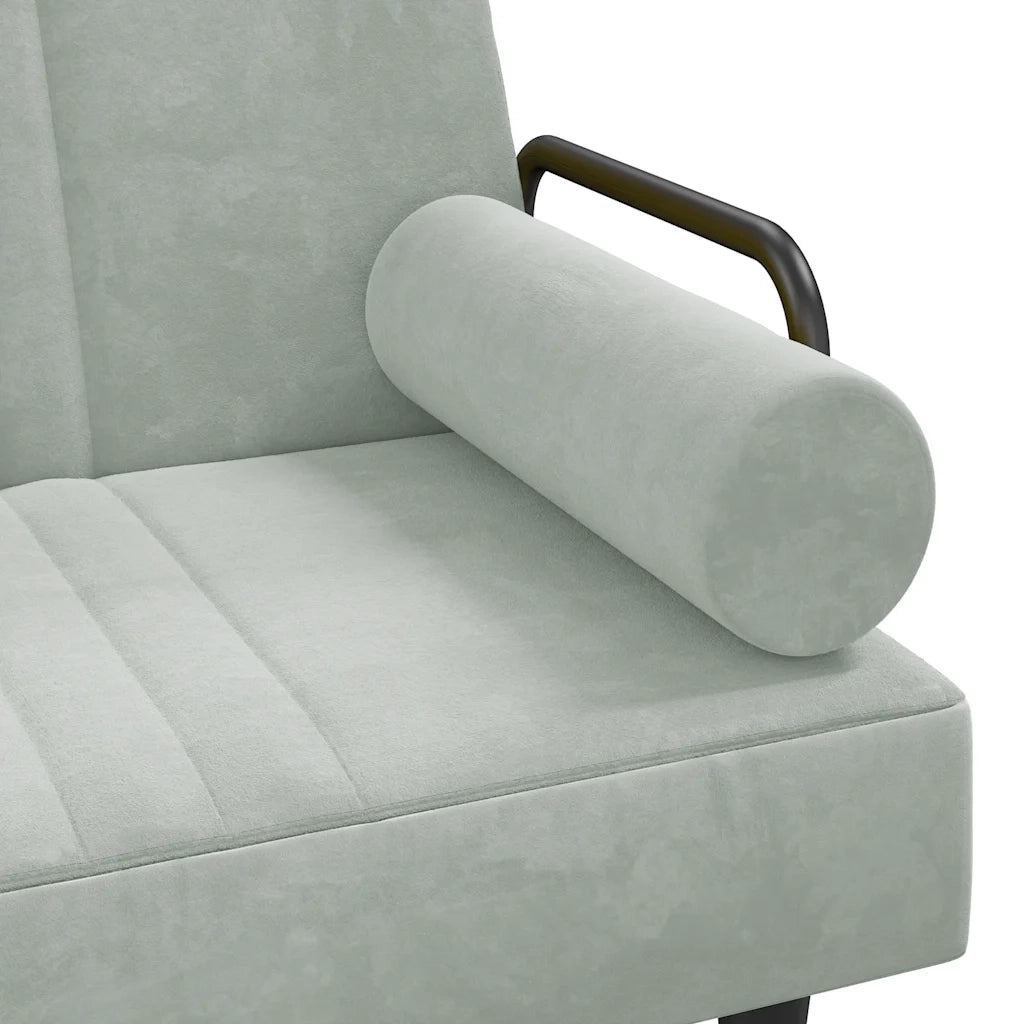 Divano Letto con Braccioli Grigio Chiaro in Velluto 351894
