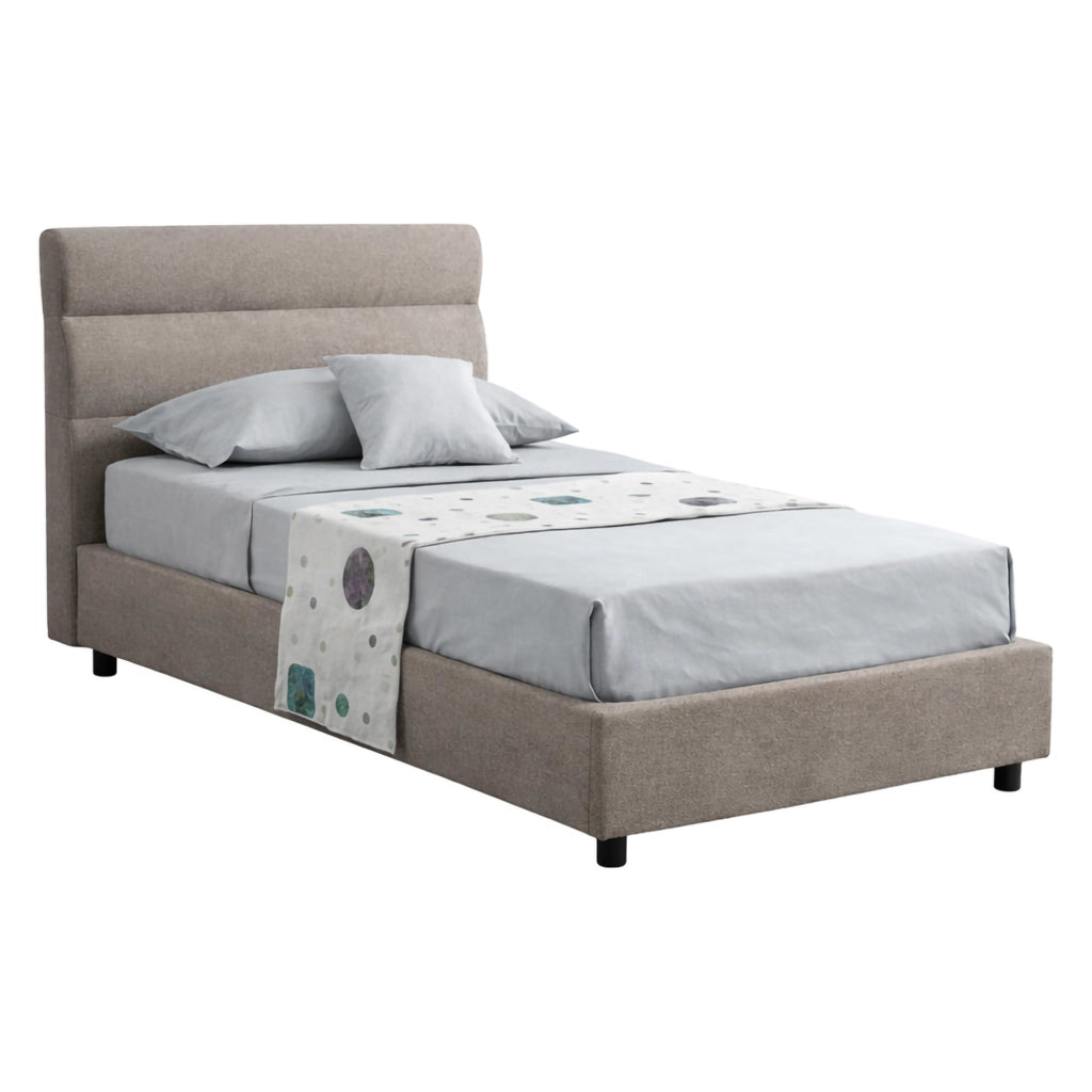 Brez, Letto Singolo Sfoderabile Made in Italy, Grigio Tortora