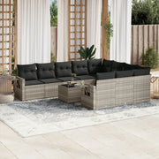 Set Divani da Giardino 11 pz con Cuscini in Polyrattan Grigio 3220701