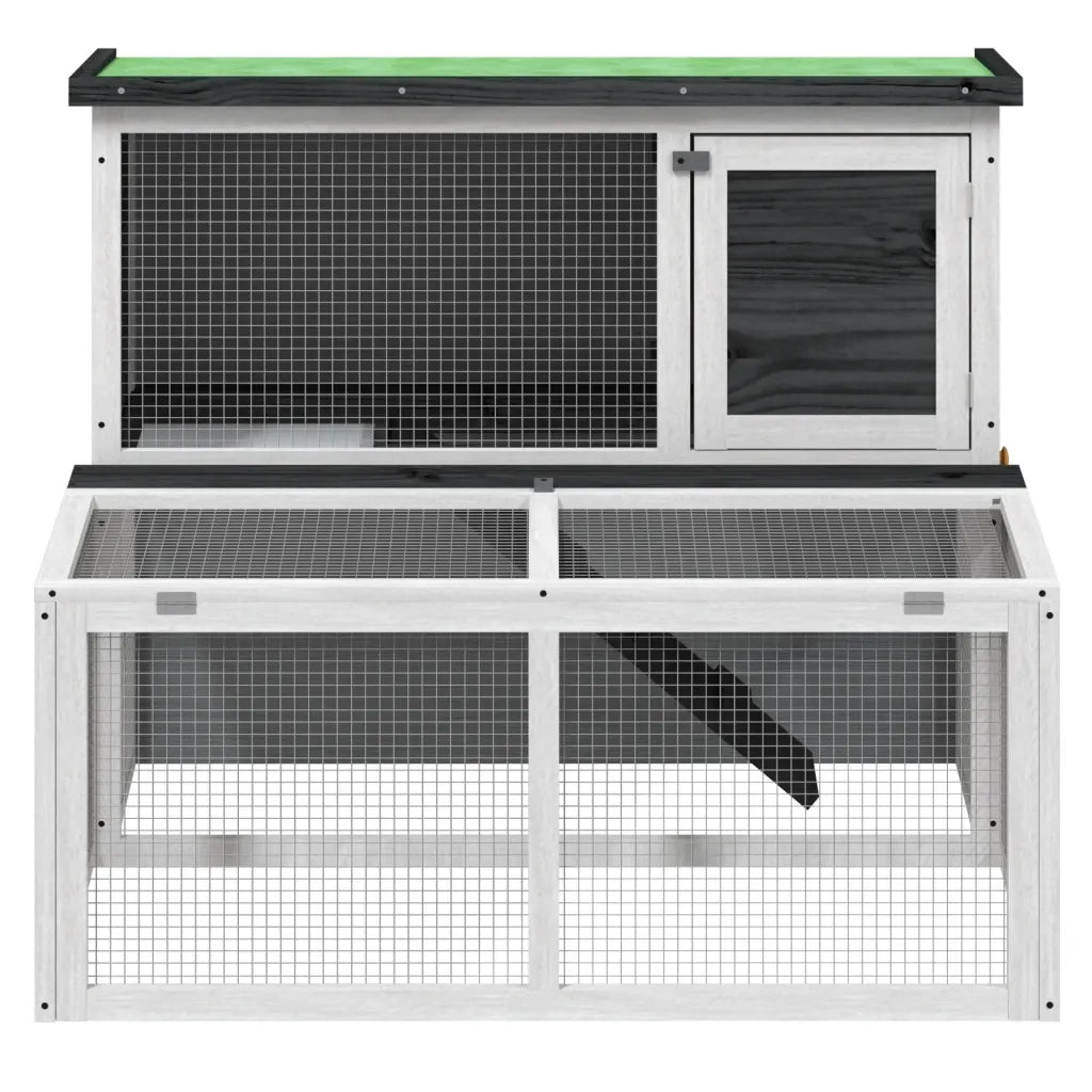 vidaXL Conigliera Grigia 102x90x84,5 cm in Legno Massello di Pino