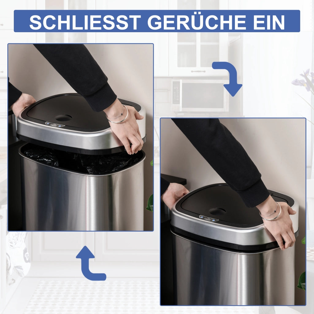 Pattumiera con sensore automatico 58L ¨C Xylo ¨C acciaio inox, impermeabile, argento
