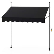 Tenda da sole retrattile manuale 200 x 120 x 300 cm con protezione solare regolabile e montaggio senza fori in poliestere nero 20_0010455