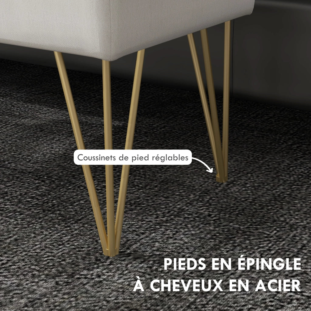 Divano a 2 posti con contenitore in tessuto ¨C Minimal ¨C crema 100x40x49 cm