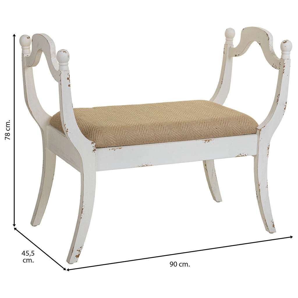 Sgabello imbottita in legno bianco 90x45,5x78h