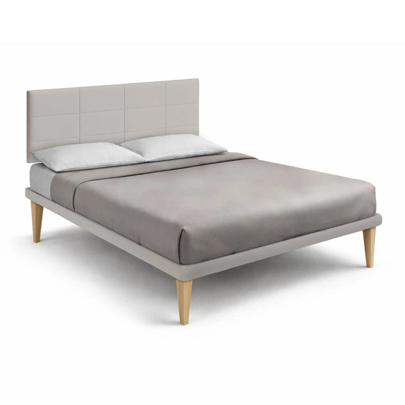 Letto imbottito Matrimoniale 180x190 cm Square - Similpelle,Tortora,Con rete
