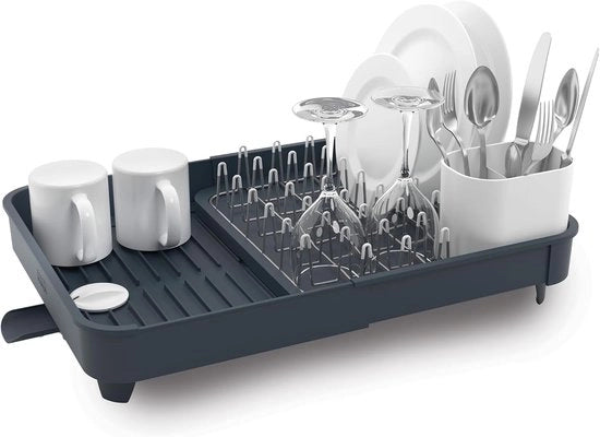 Afdriehouder uitbreidbaar con tenuta utensili e scarico rotante - grigio - organizzazione cucina - a pieghe.