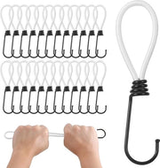 Cavi di allungamento con ganci - Pacchetto da 25 - Lunghezza di 33 cm - Corda bianca con ganci neri