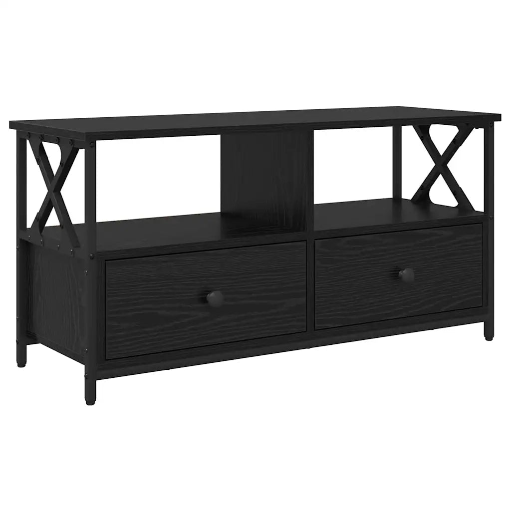 Mobile TV con cassetto-Credenza TV-Console TV Rovere Nero 90 x 33 x 45 cm