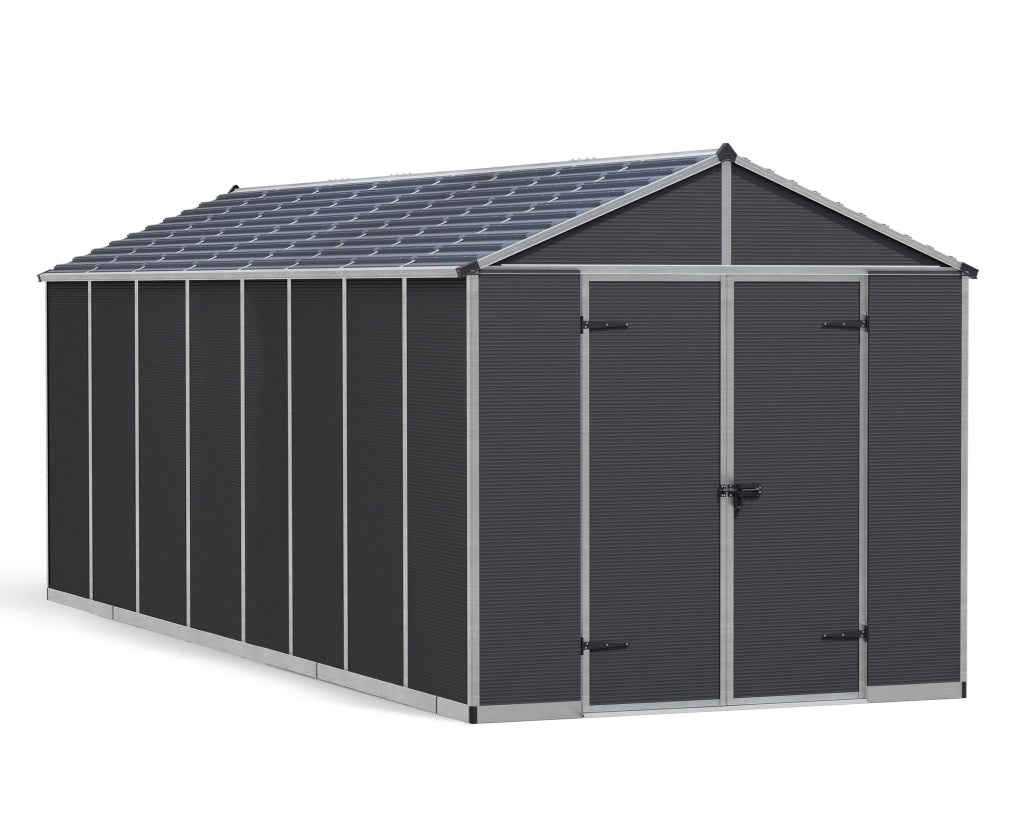 Casetta Da Giardino in Policarbonato Ultra Resistente Rubicon  602X237X235 cm Grigio Scuro