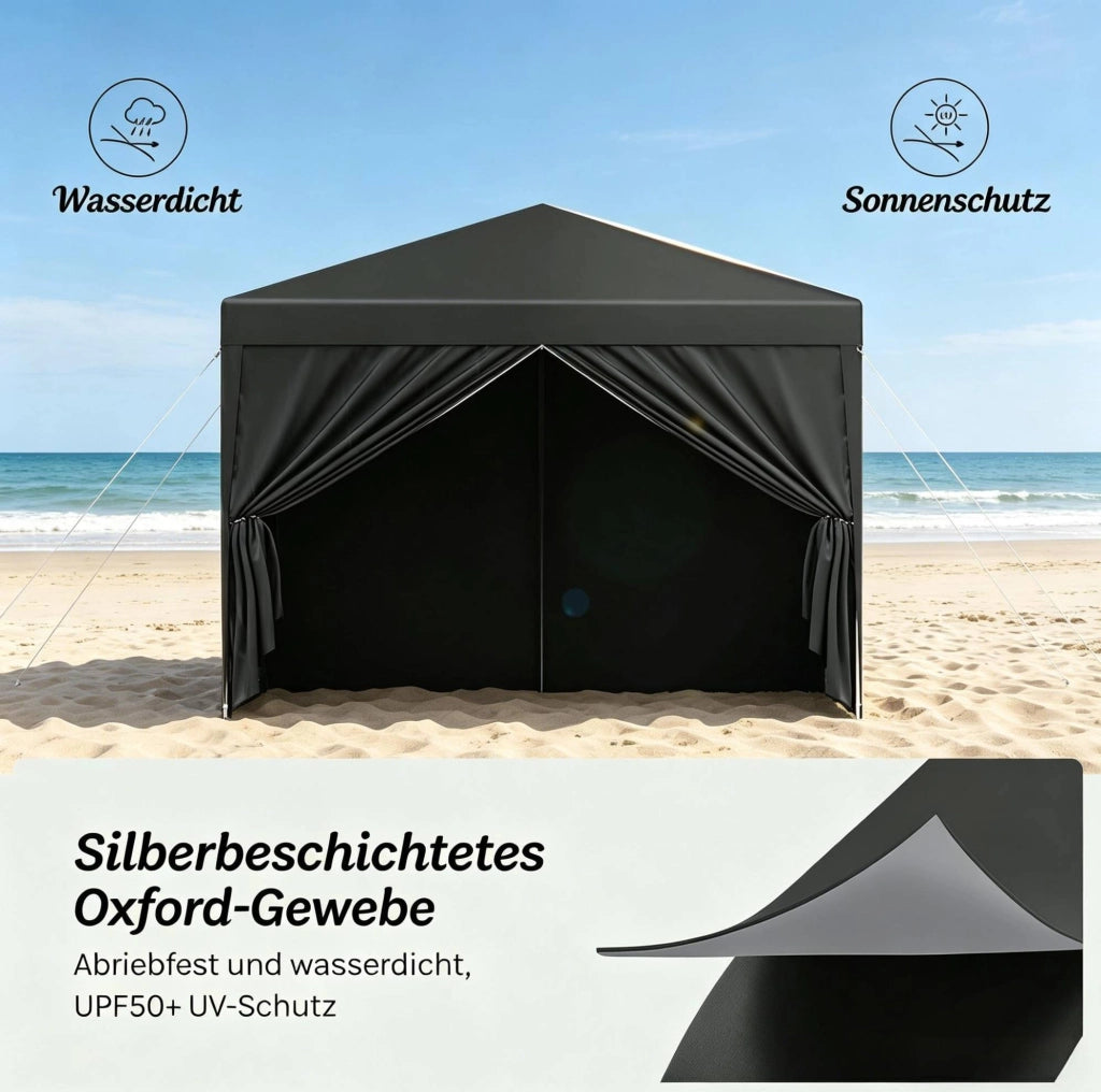 Gazebo pieghevole 3 x 3 m grigio con telo 210D e altezza regolabile