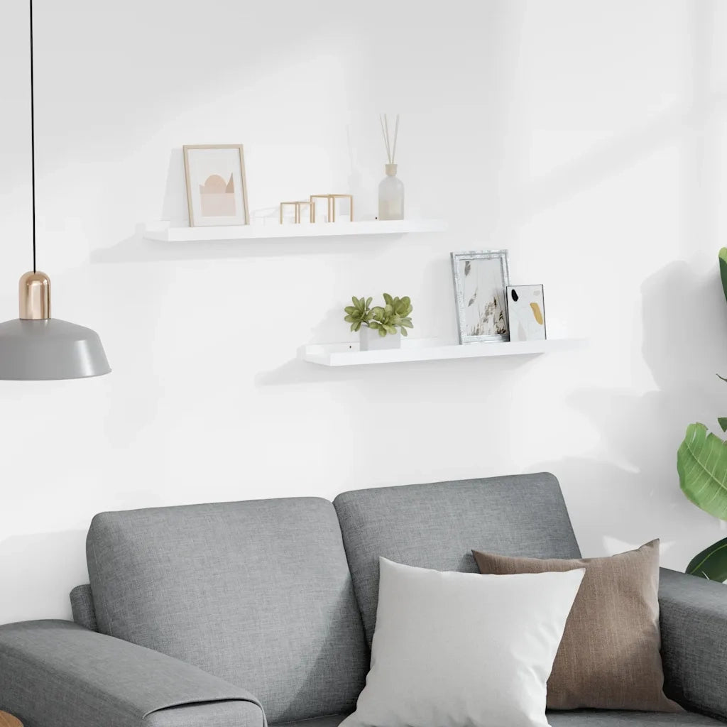 Mensole con Sporgenza 2 pz Bianche 60x9x3 cm MDF 323929