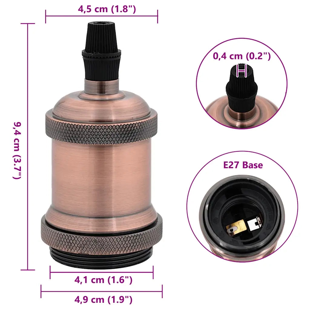 vidaXL Portalampade 2 pz Rosso Bronzo E27