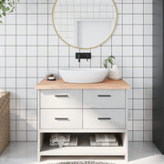Piano Bagno 100x60x(2-4) cm in Legno Massello Non Trattatocod mxl 95906