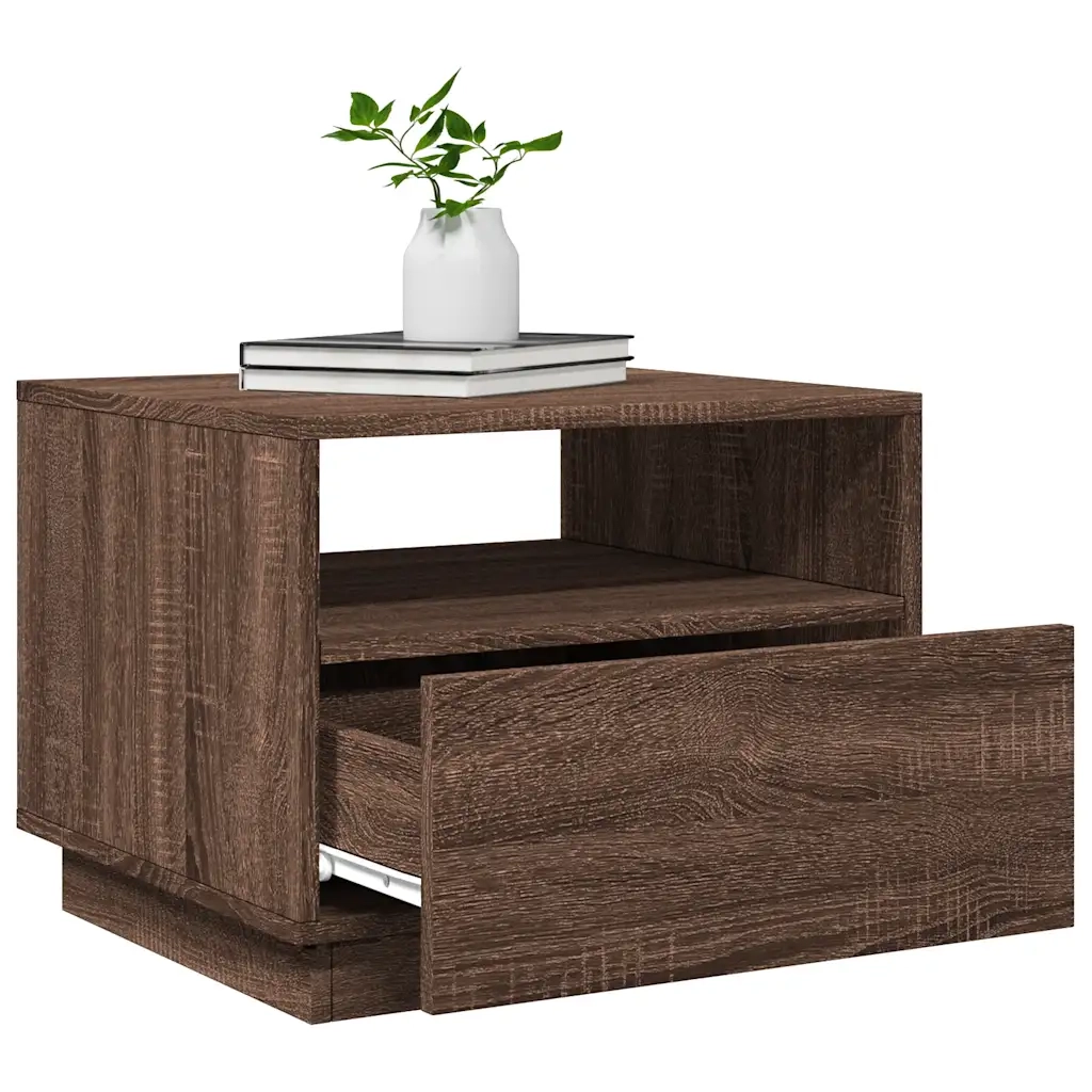Tavolino da salotto | Tavolino da caff¨¨ | Tavolino da Soggiorno con Luci LED Rovere Marrone 50x49x40 cm