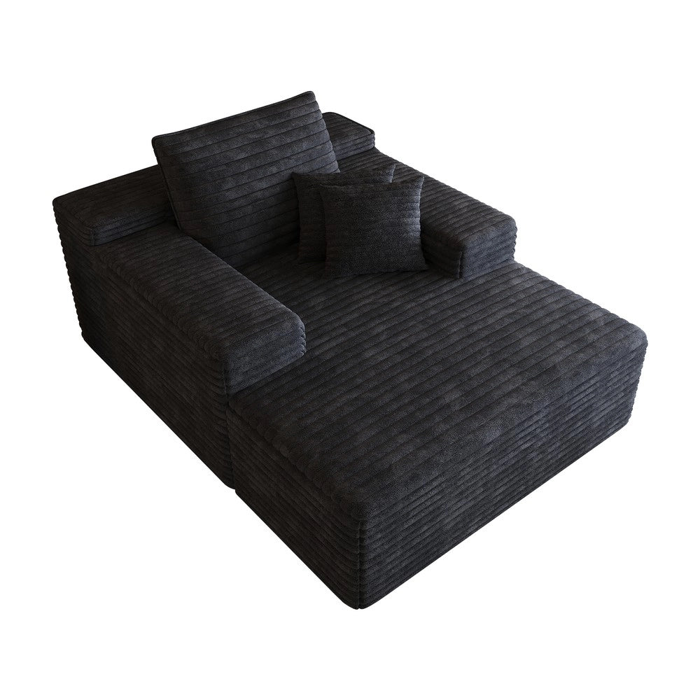 Divano Chaise Longue ¨C Minimal ¨C nero in tessuto imbottito 115x159cm