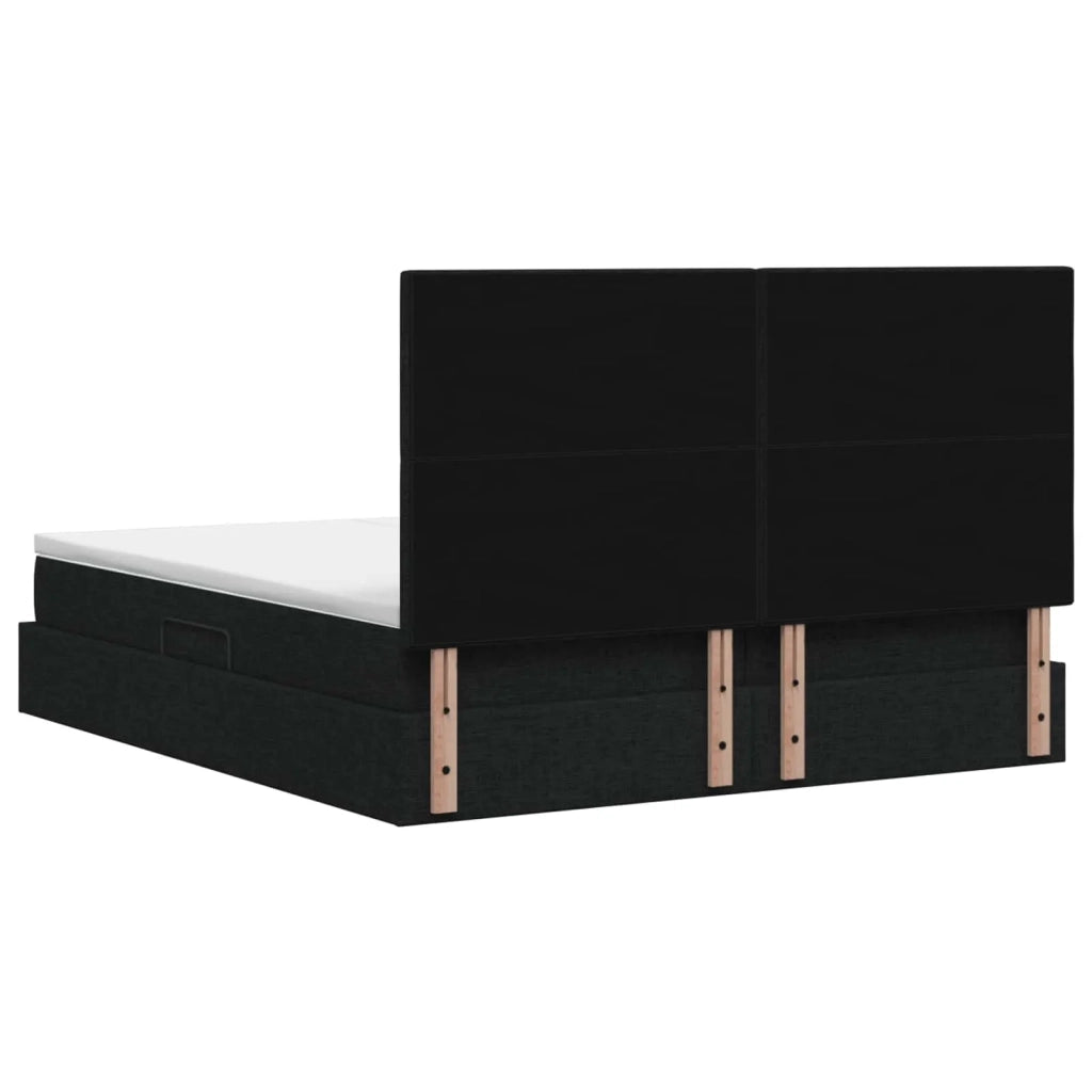 Letto con contenitore LED e materasso Nero 200 x 200 cm Tessuto 3460238