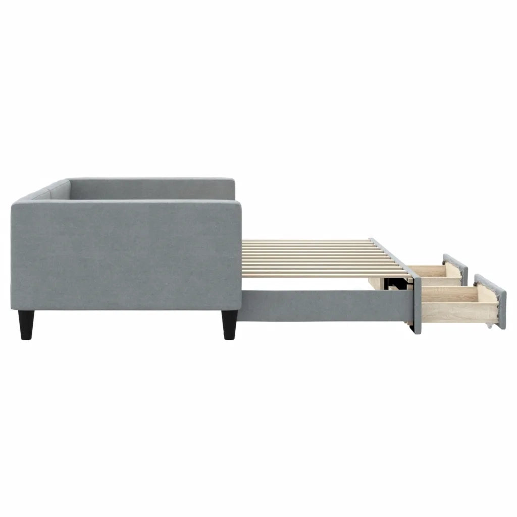 Divano Letto Estraibile Cassetti Grigio Chiaro 100x200 Tessuto