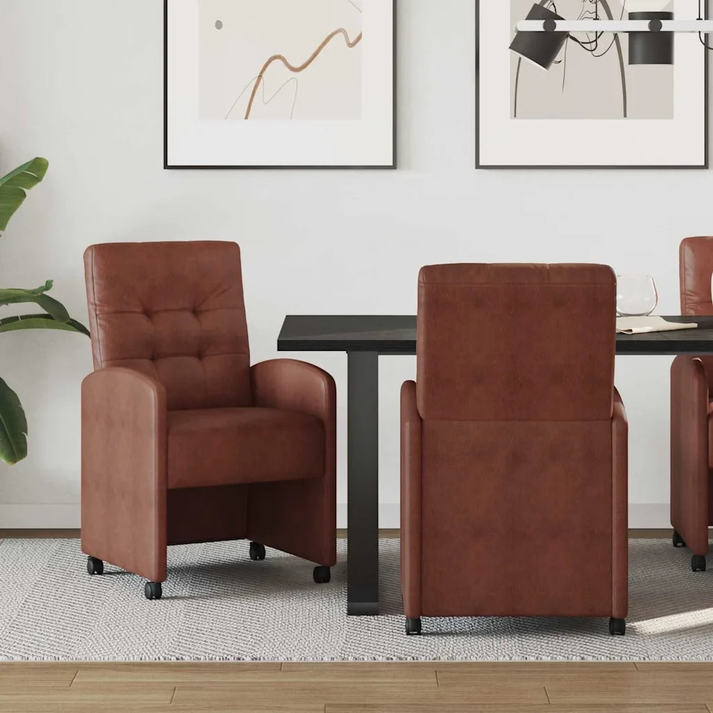 Sedie da Pranzo con Ruote 2 pcs Marrone lucido 58 x 67 x 97 cm 42017895