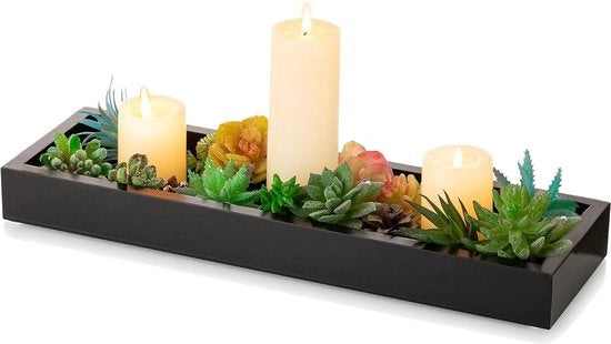Decorazione decorativa per tavolo con piatto centrale in forma rettangolare per candelabro