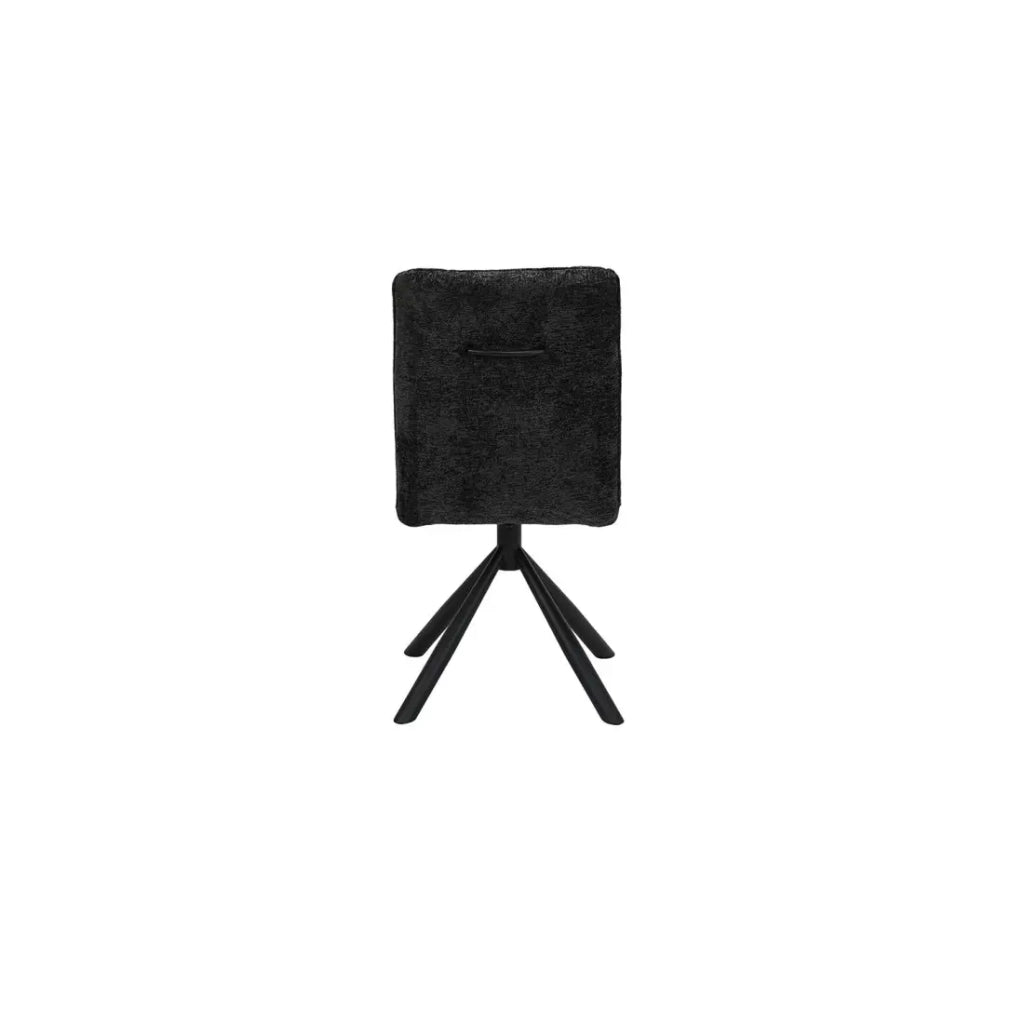 Sedia da pranzo girevole DANIEL - Tessuto grigio scuro - Gambe in metallo nero - Altezza 96,5 cm - Stile design/industriale