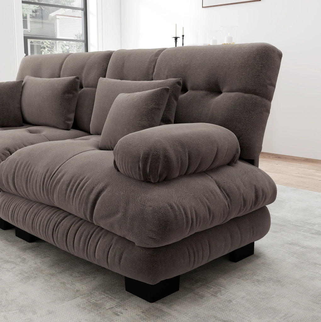 Divano modulare in chenille marrone