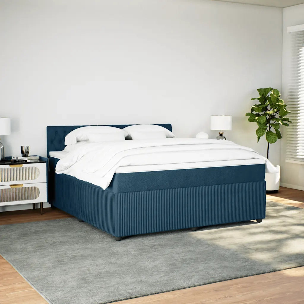 Giroletto a Molle con Materasso Blu 180x200 cm in Velluto 3287816