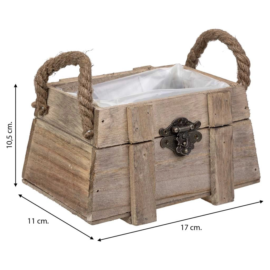 Cesto in legno con manici marroni 17x11x10,5h