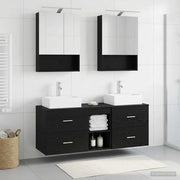 Set di mobili per il bagno 5 pcs Rovere Nero 3406800