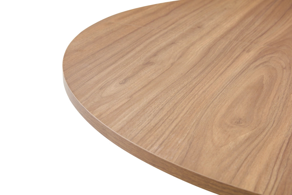Tavolo da Pranzo Rotondo ¨C Xylo ¨C Noce MDF, Gambe Nere a X, 110 cm