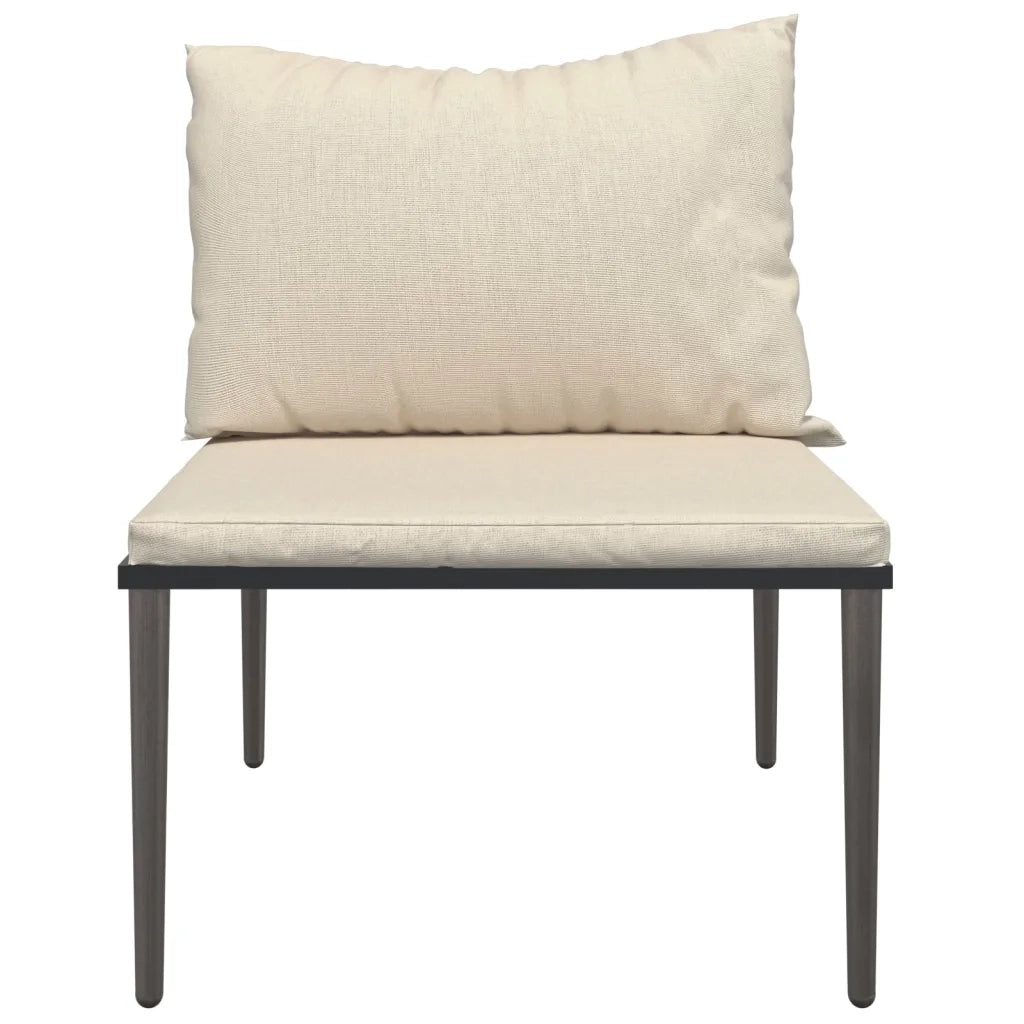 Divano Centrale da Giardino con Cuscini in Polyrattan Grigio 364124