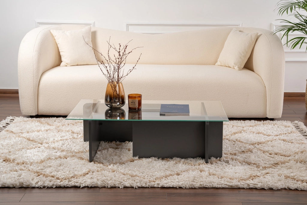 Tavolino in vetro "Flavio" 105 x 65 x 30 cm - Antracite